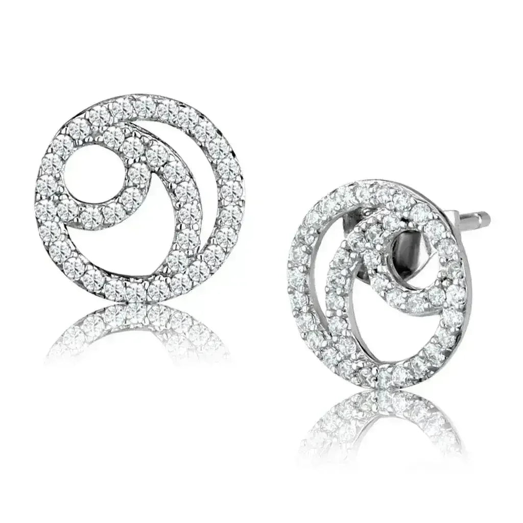 TS511 - Rhodium 925 Sterling Silver Earrings with AAA Grade CZ in - Femstylo