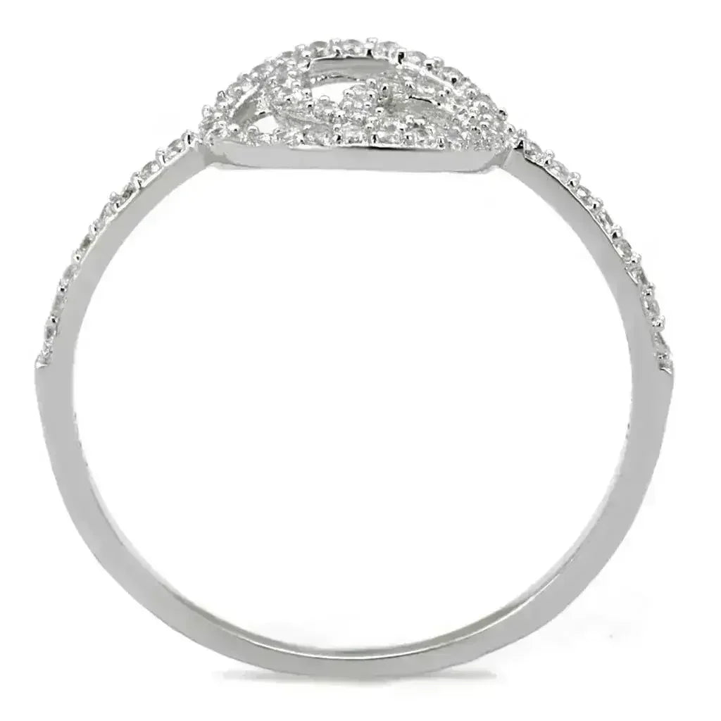 TS519 - Rhodium 925 Sterling Silver Ring with AAA Grade CZ in Clear - Femstylo