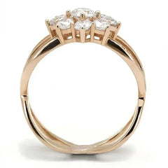 TS586 - Rose Gold 925 Sterling Silver Ring with AAA Grade CZ in Clear - Femstylo