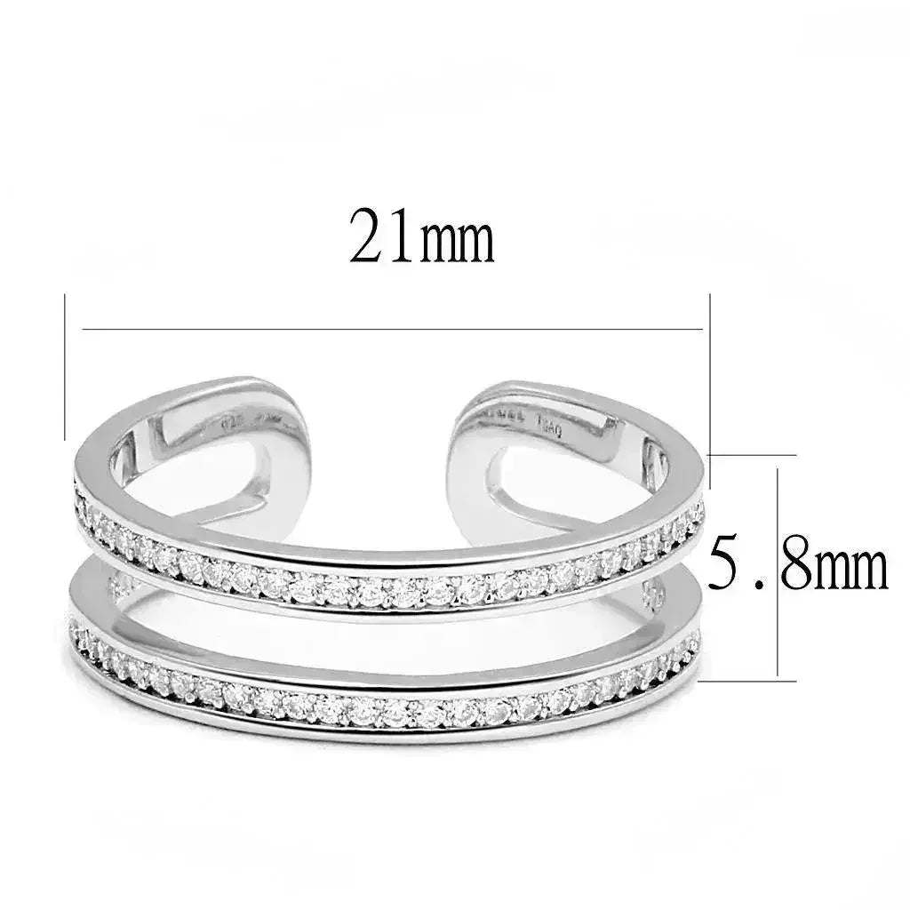 TS605 - Rhodium 925 Sterling Silver Ring with AAA Grade CZ in Clear - Femstylo
