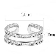 TS605 - Rhodium 925 Sterling Silver Ring with AAA Grade CZ in Clear - Femstylo