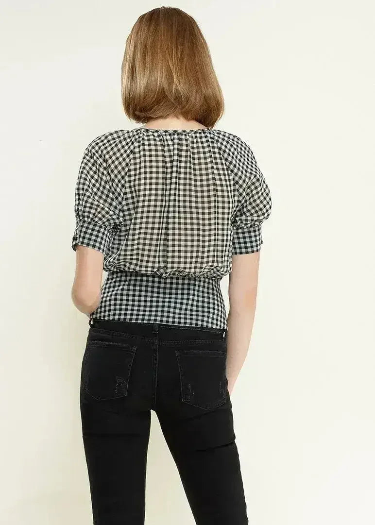 Button Down Peplum Cropped Blouse in Black | Femstylo - Femstylo