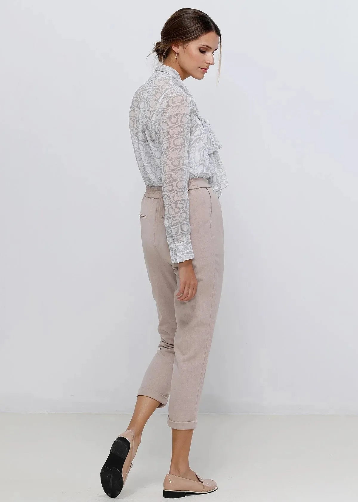 Tie Neck Sheer Blouse In Ivory Silver - Femstylo