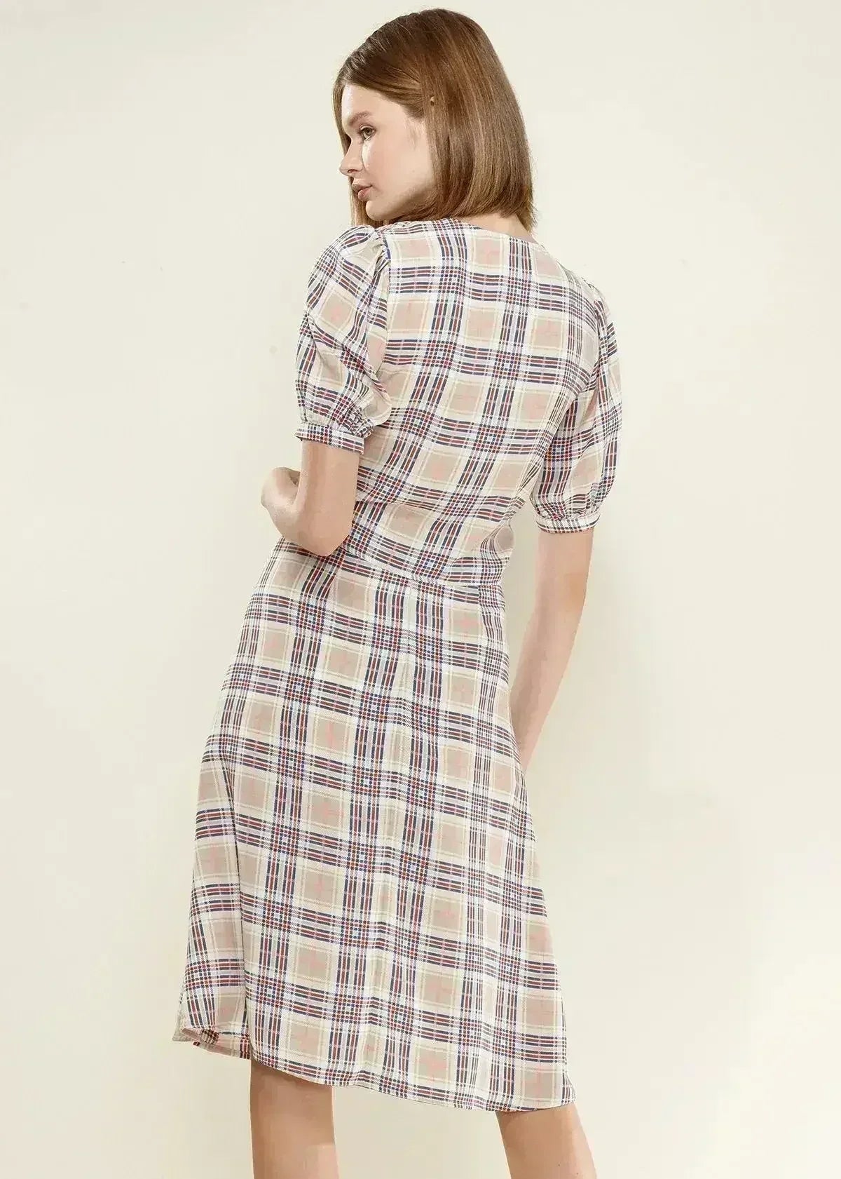 Women's Multi Check Tie Hem Blouse in Multiplaid | Femstylo - Femstylo
