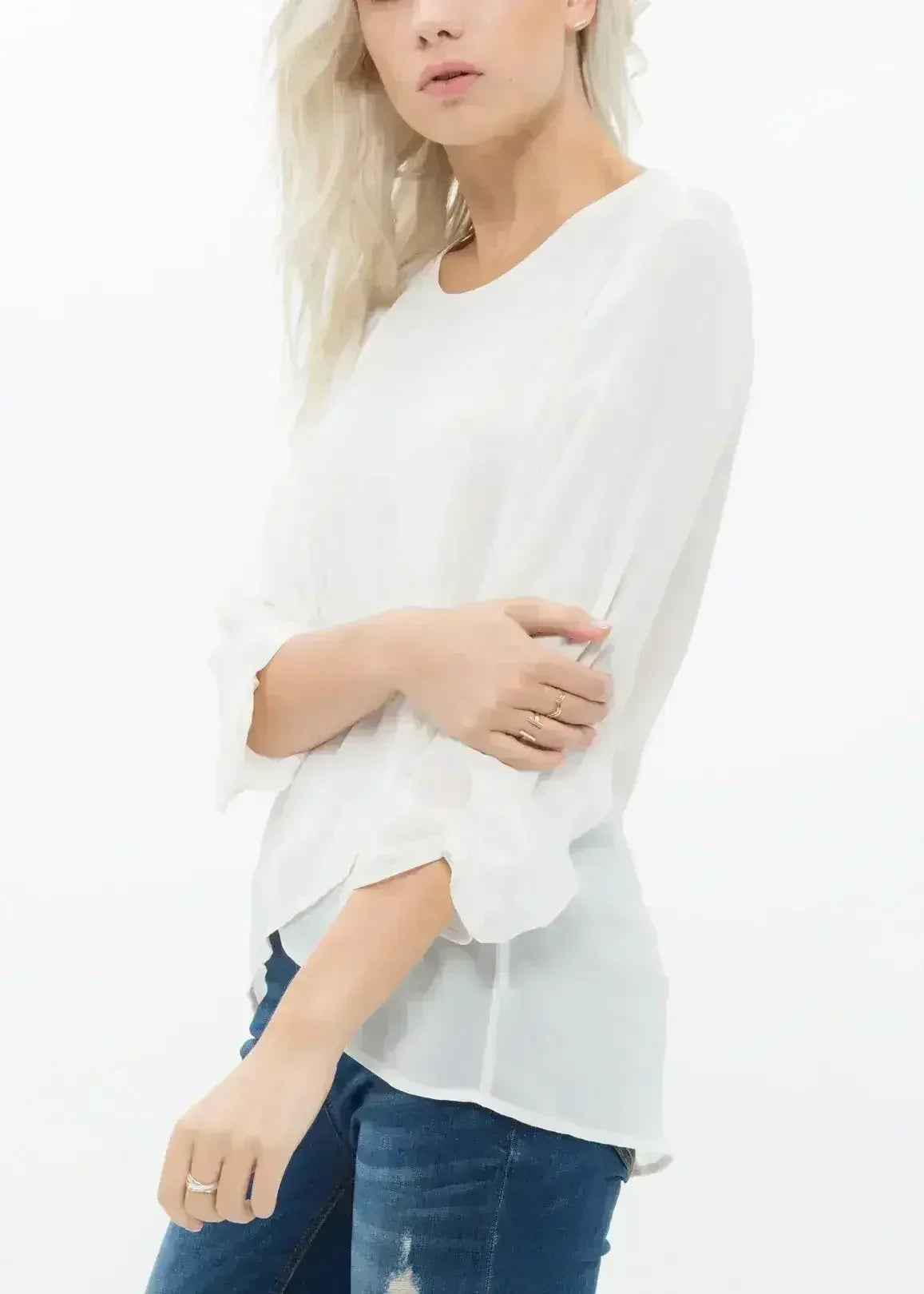 Blush & Cream Cross Hem Blouse For Women | Femstylo - Femstylo