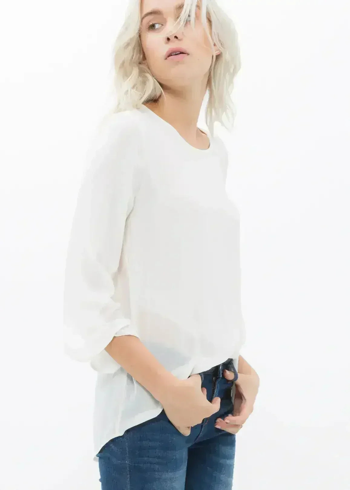Blush & Cream Cross Hem Blouse For Women | Femstylo - Femstylo
