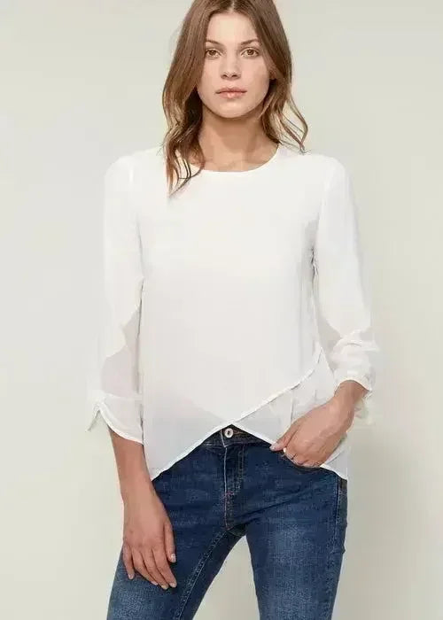 Blush & Cream Cross Hem Blouse For Women | Femstylo - Femstylo