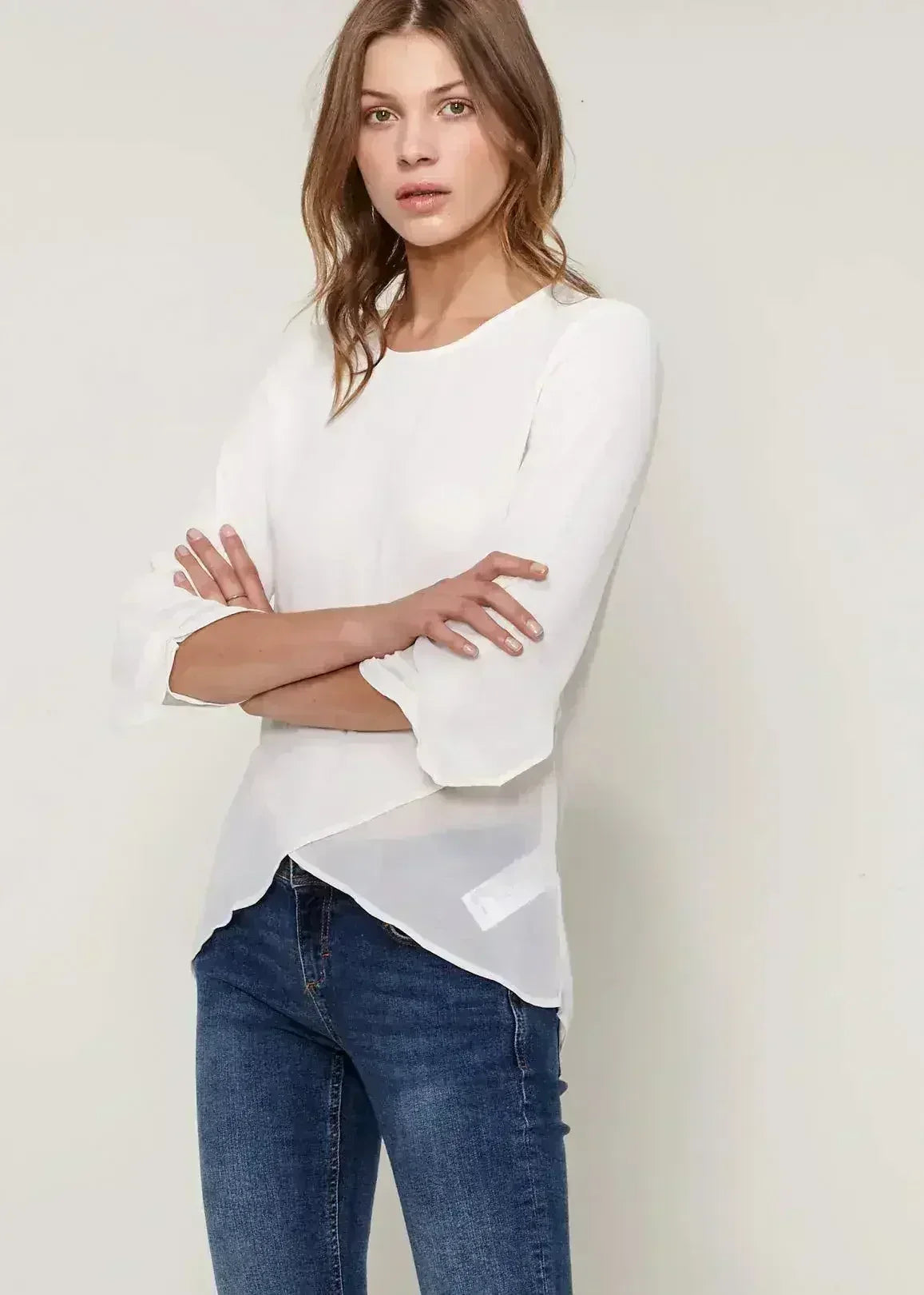 Blush & Cream Cross Hem Blouse For Women | Femstylo - Femstylo