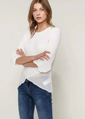 Blush & Cream Cross Hem Blouse For Women | Femstylo - Femstylo