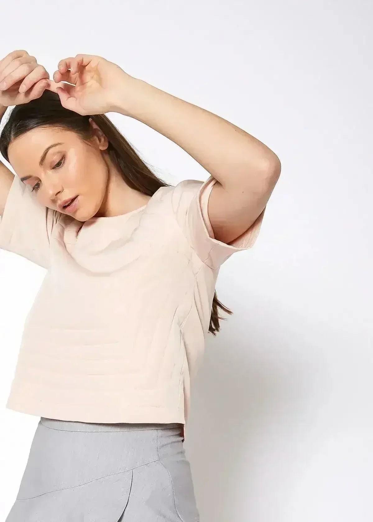 Embossed Short Sleeve Crop Top - Women's Minimalist Style - Femstylo