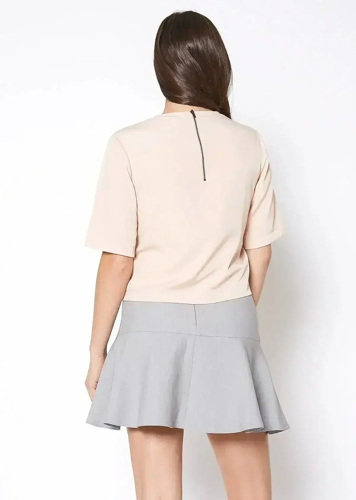 Embossed Short Sleeve Crop Top - Women's Minimalist Style - Femstylo