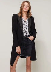 Women's Double Breasted Long Blazer | Professional Black Coat - Femstylo