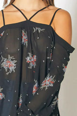Off Shoulder Embroidery Print Blouse in Black | Femstylo - Femstylo