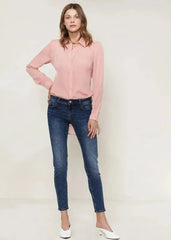 Women's Belted Hi-lo Blouse In Peach Apricot | Femstylo - Femstylo