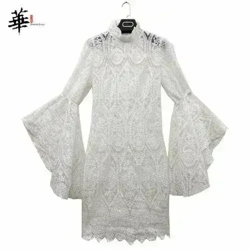 Lace White Dress Women Midi Dress for Women Long Sleeve Bodycon Sexy - Femstylo