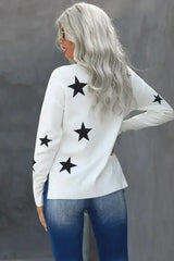 Turtleneck Star Print Sweater - Femstylo
