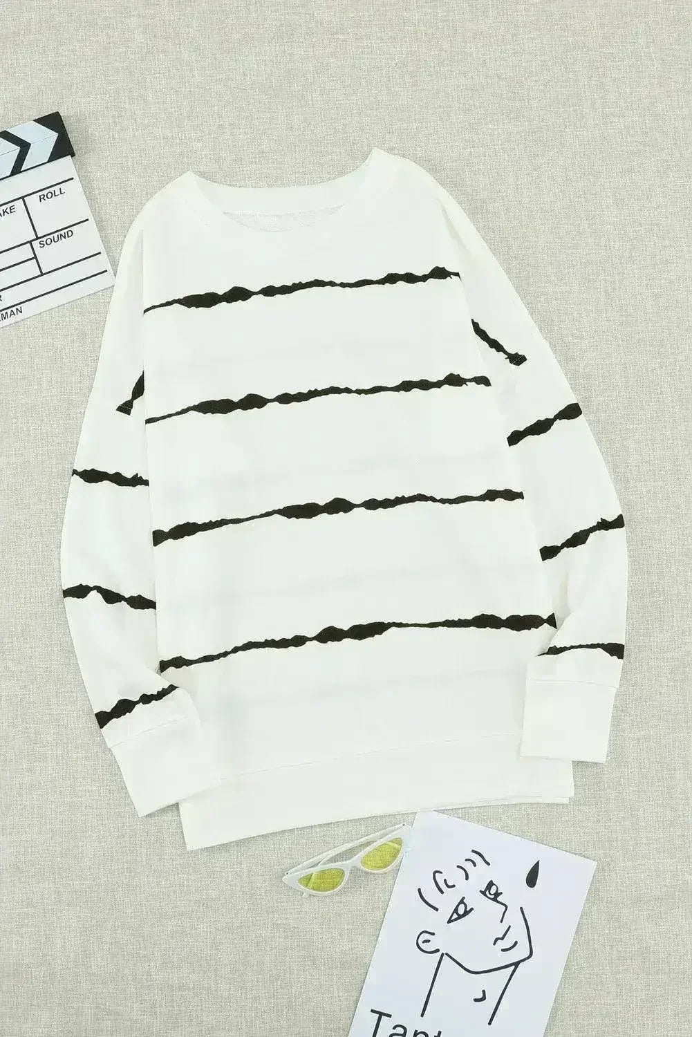Women's White Tie-dye Stripes Sweatshirt - Femstylo