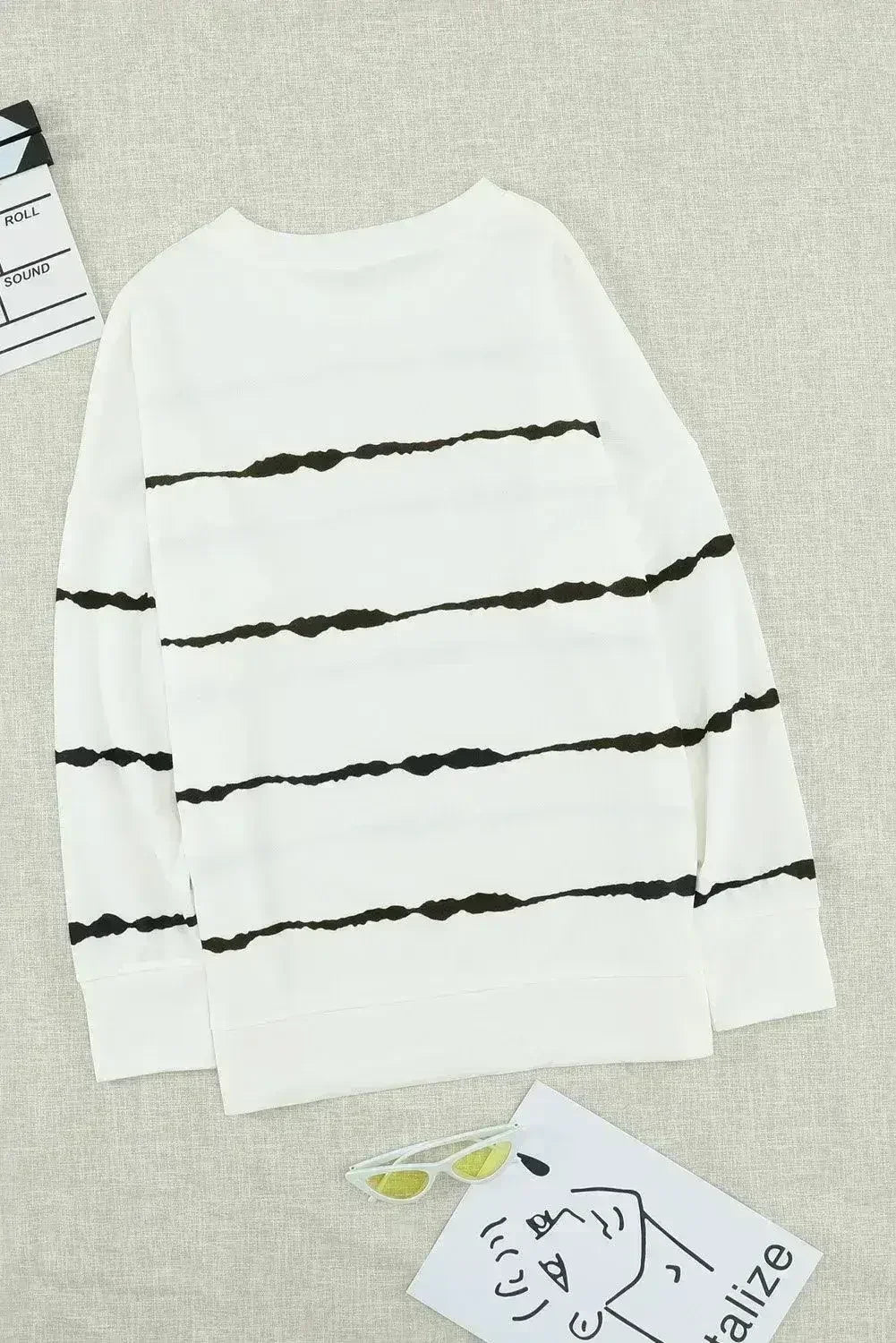 Women's White Tie-dye Stripes Sweatshirt - Femstylo