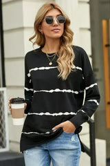 Womens Tie-dye Stripes Black Sweatshirt - Femstylo