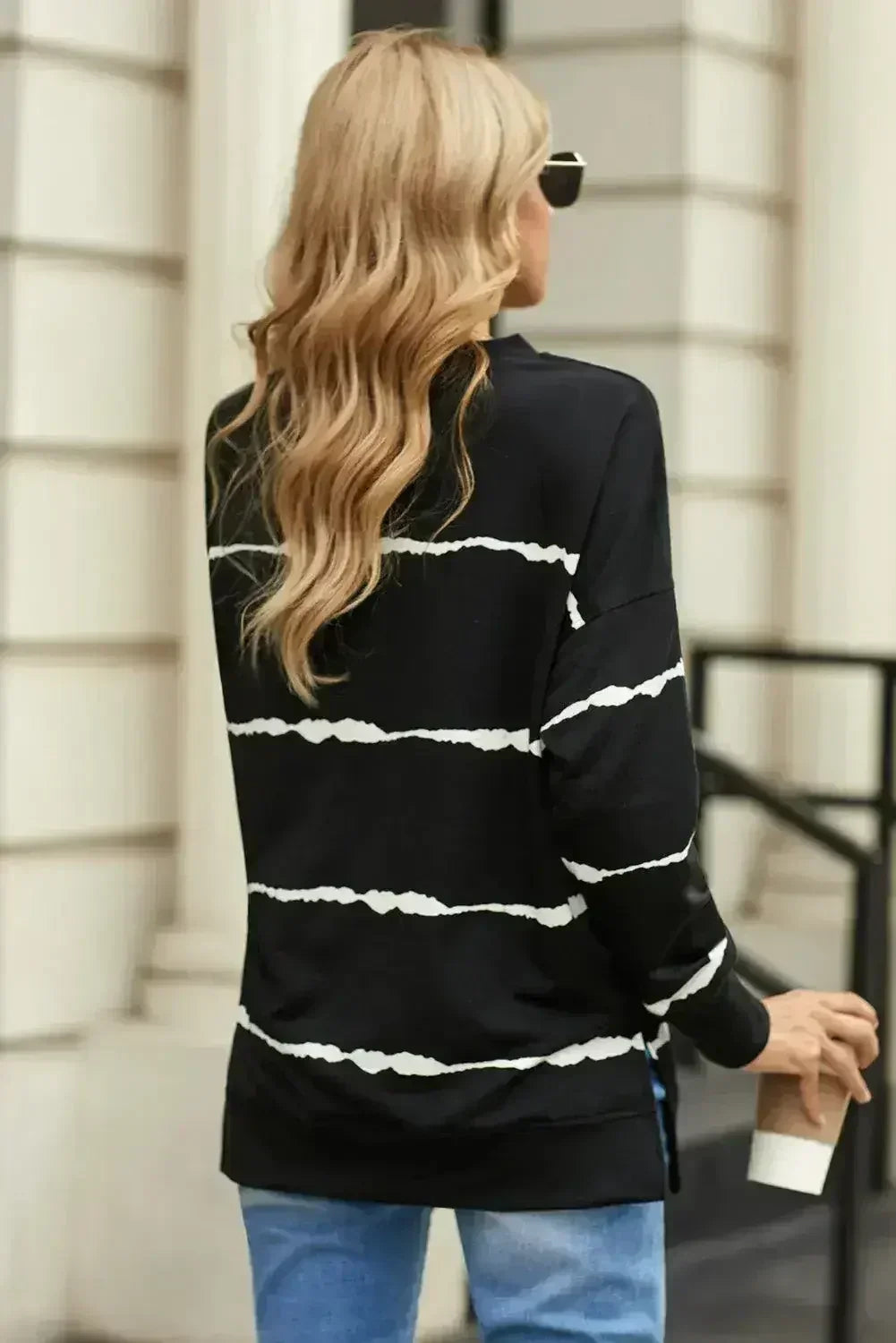 Womens Tie-dye Stripes Black Sweatshirt - Femstylo
