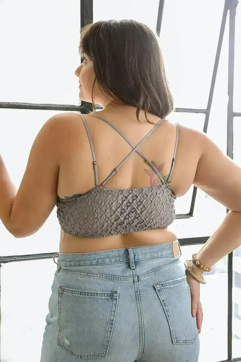 Plus Crochet Lace Longline Bralette - Femstylo