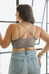 Plus Crochet Lace Longline Bralette - Femstylo