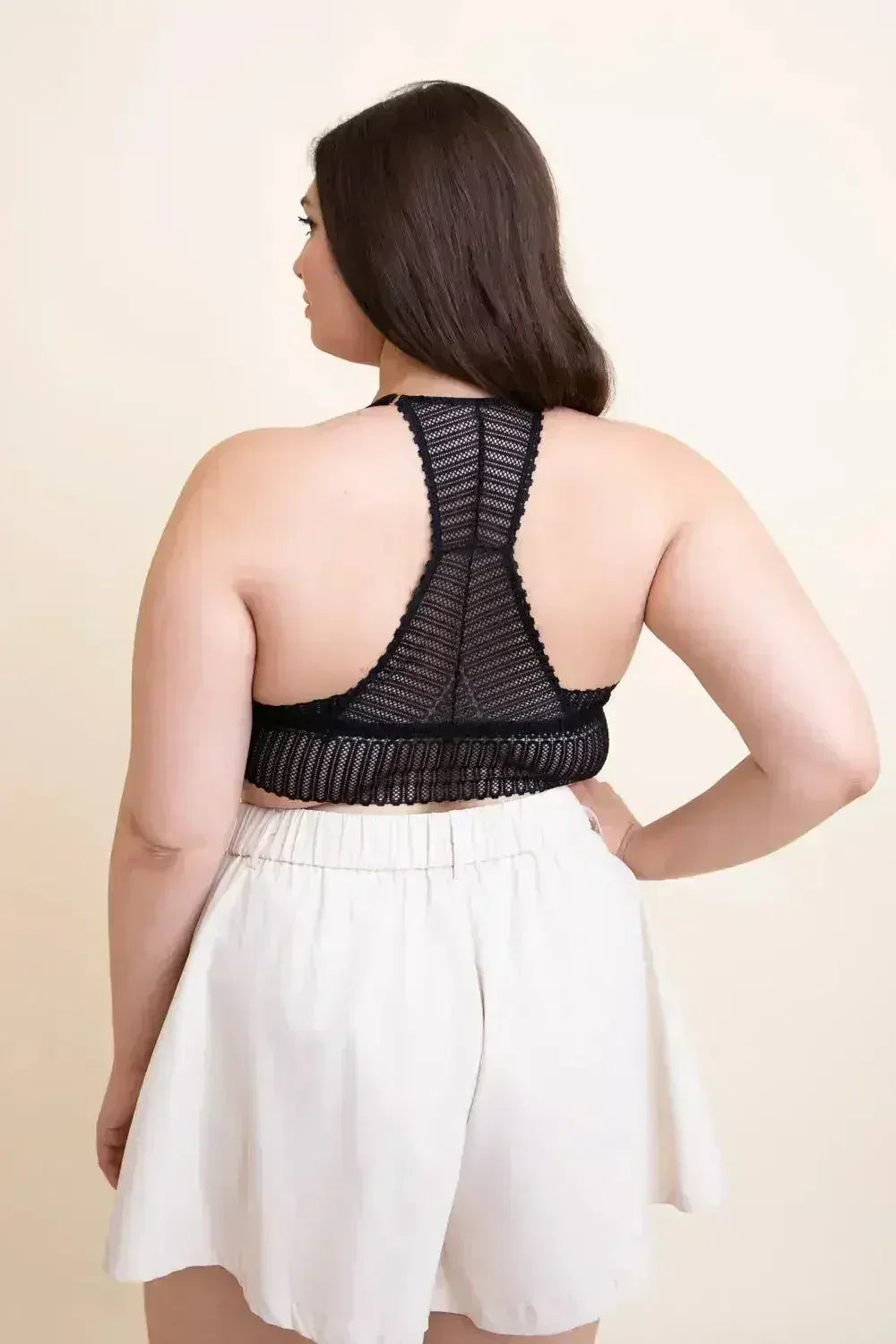 Ribbed Lace Boho Racerback Bralette Plus - Femstylo