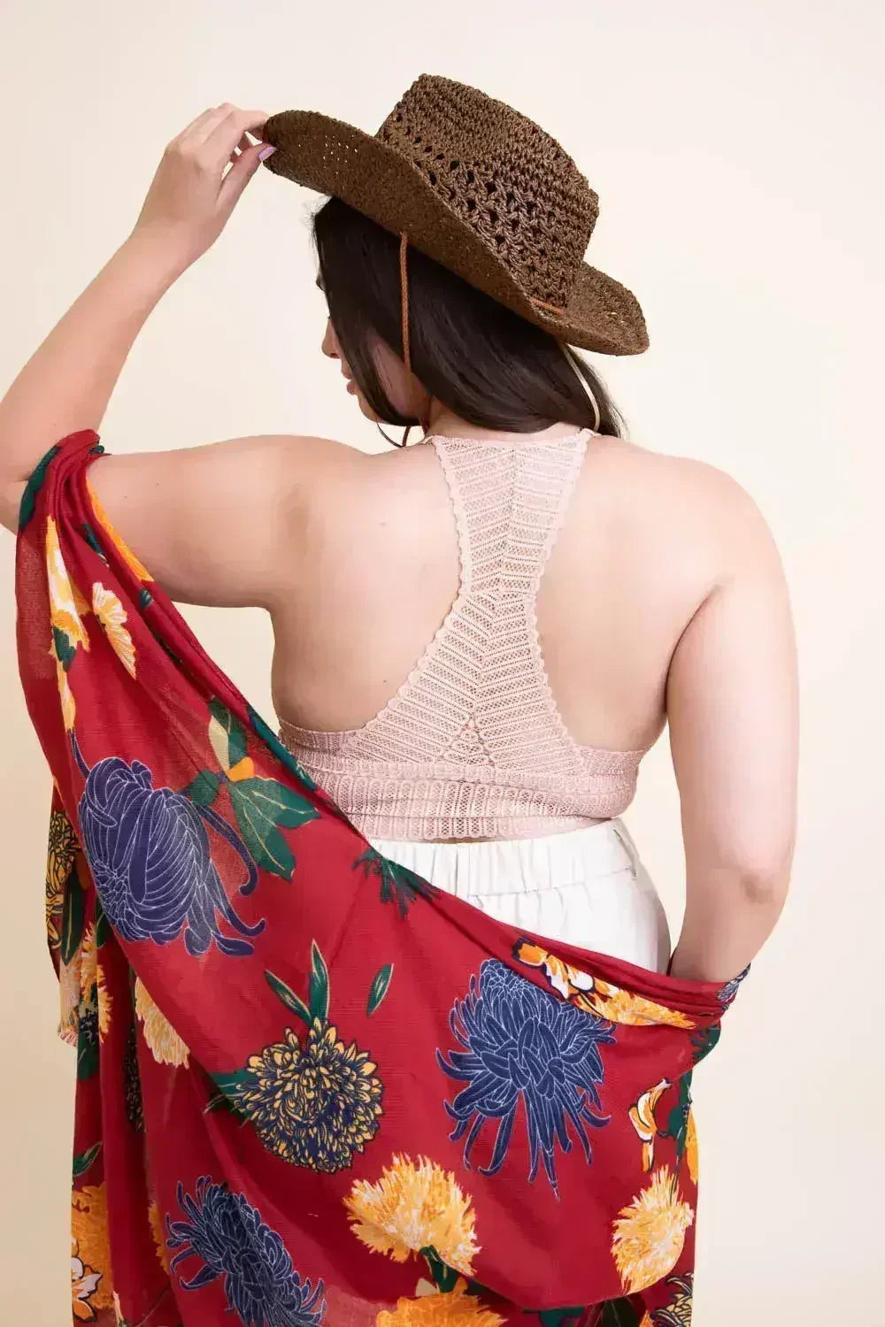 Ribbed Lace Boho Racerback Bralette Plus - Femstylo