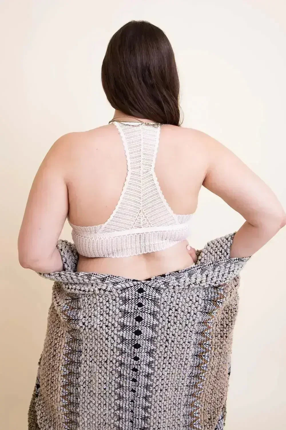 Ribbed Lace Boho Racerback Bralette Plus - Femstylo