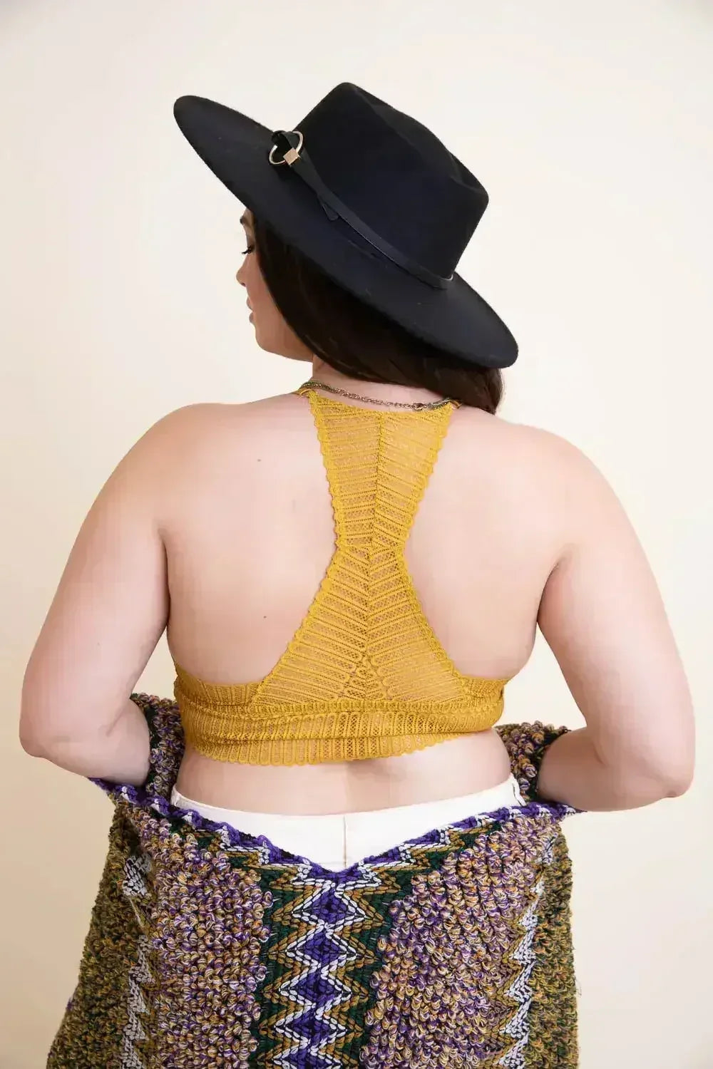 Ribbed Lace Boho Racerback Bralette Plus - Femstylo