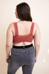 Lace Trim Padded Bralette Plus - Femstylo