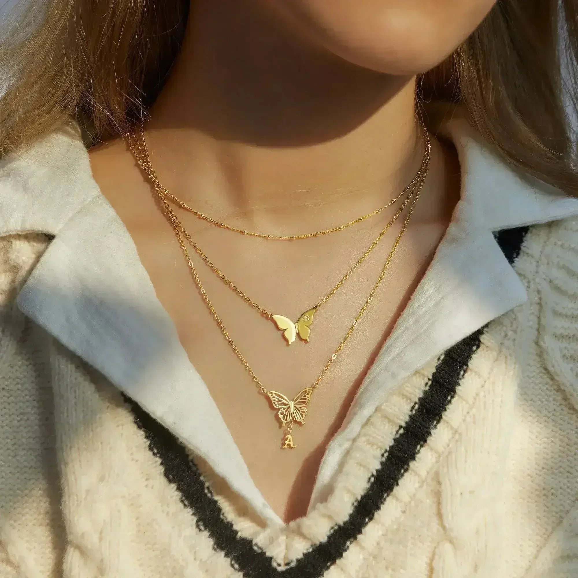 Custom Letter Necklace, Initial Jewelry, Initial Butterfly Necklace - Femstylo