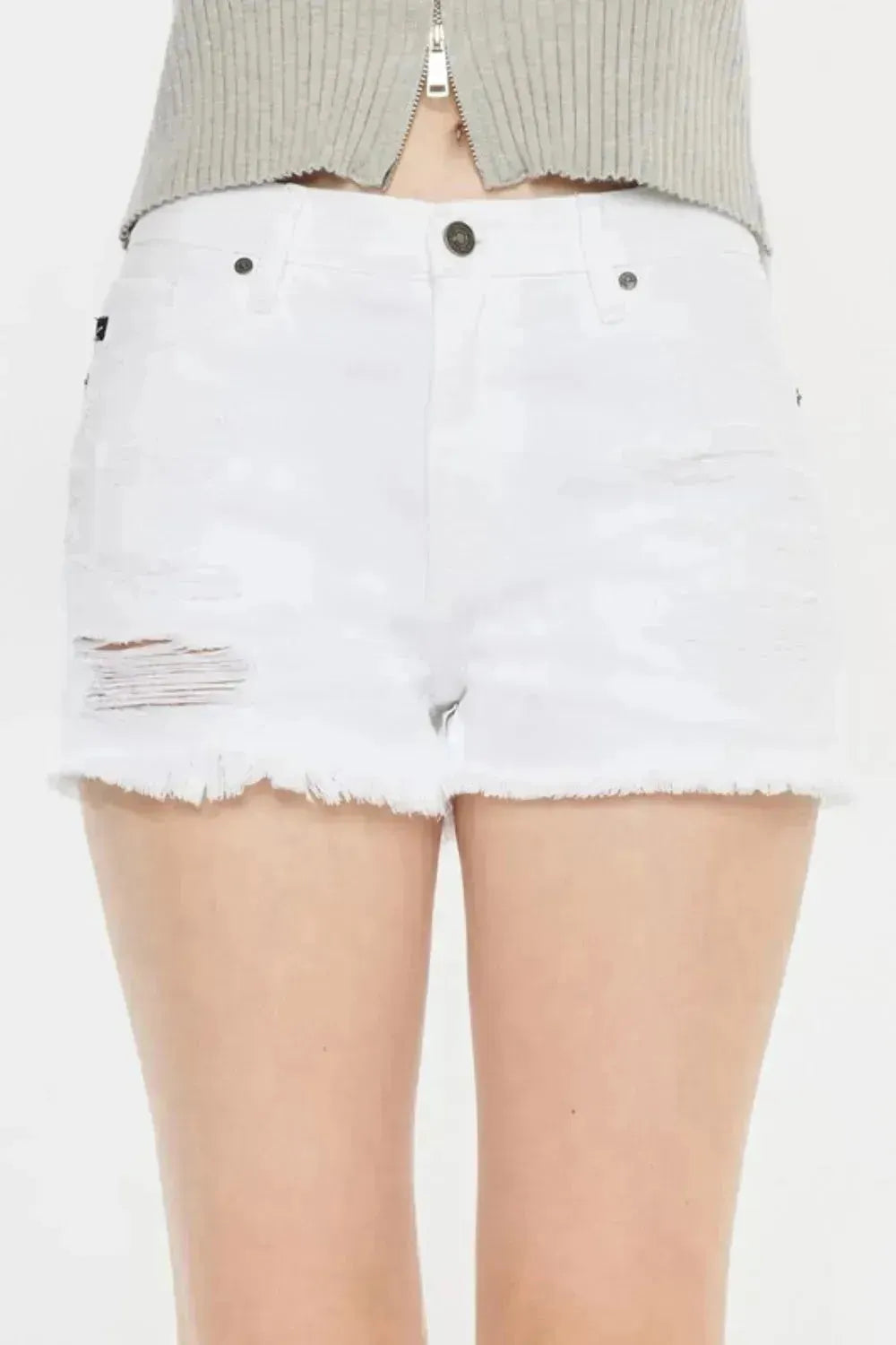 Kancan Raw Hem Distressed Denim Shorts