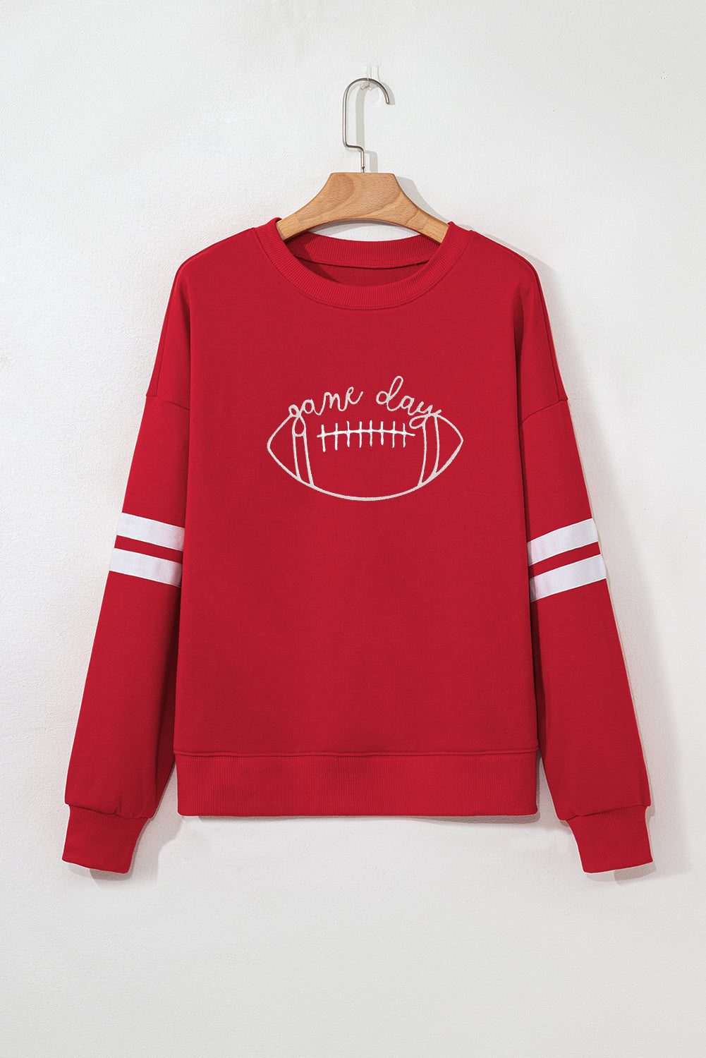 Fiery Red game day Football Embroidered Oversize Varsity Sweatshirt