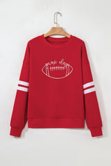 Fiery Red game day Football Embroidered Oversize Varsity Sweatshirt