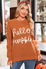 Flamingo Hello Pumpkin Graphic Sweater