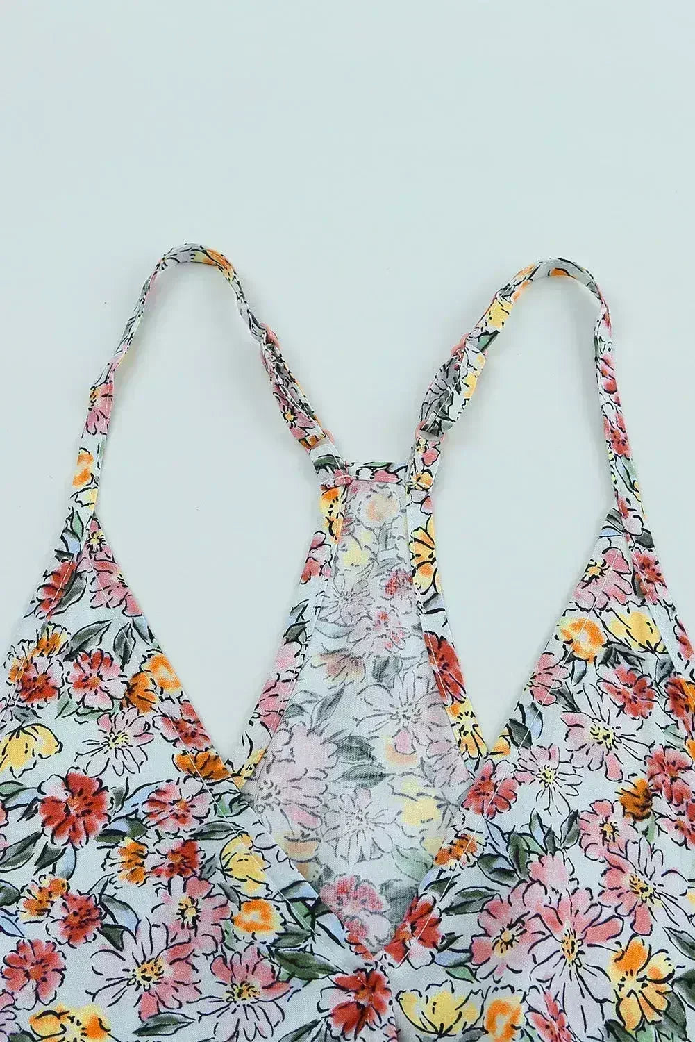 Multicolor Wrapped V Neck Floral Tank Crop Top - Femstylo