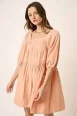 Mittoshop Pintuck Detail Tie Back Mini Dress - Femstylo