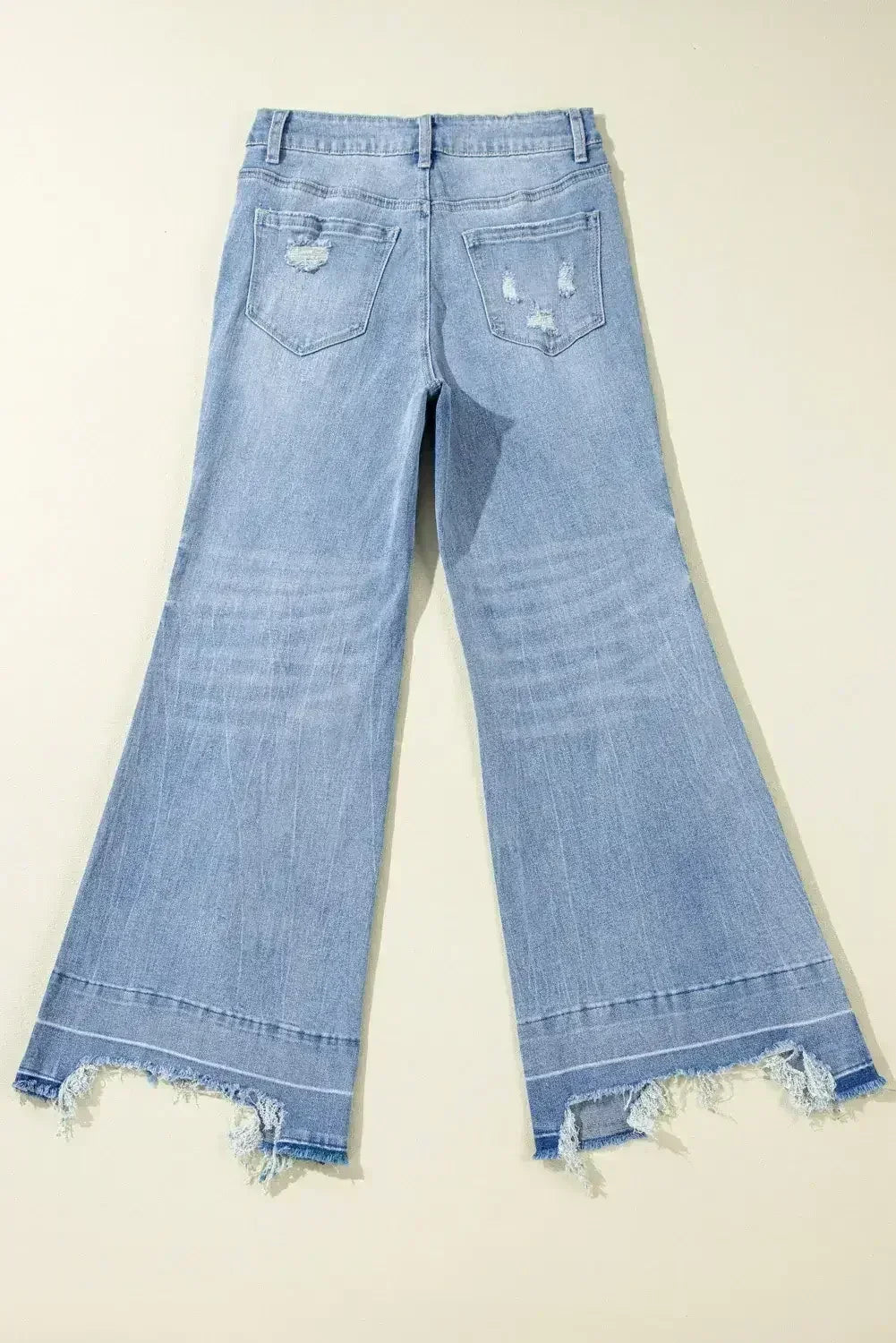 Ashleigh Blue Acid Wash Raw Hem High Waist Flared Jeans - Femstylo