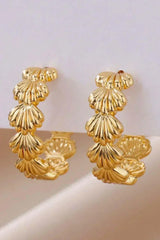 Gold Shell Hoop Alloy Earrings – Coastal Elegance | Femstylo