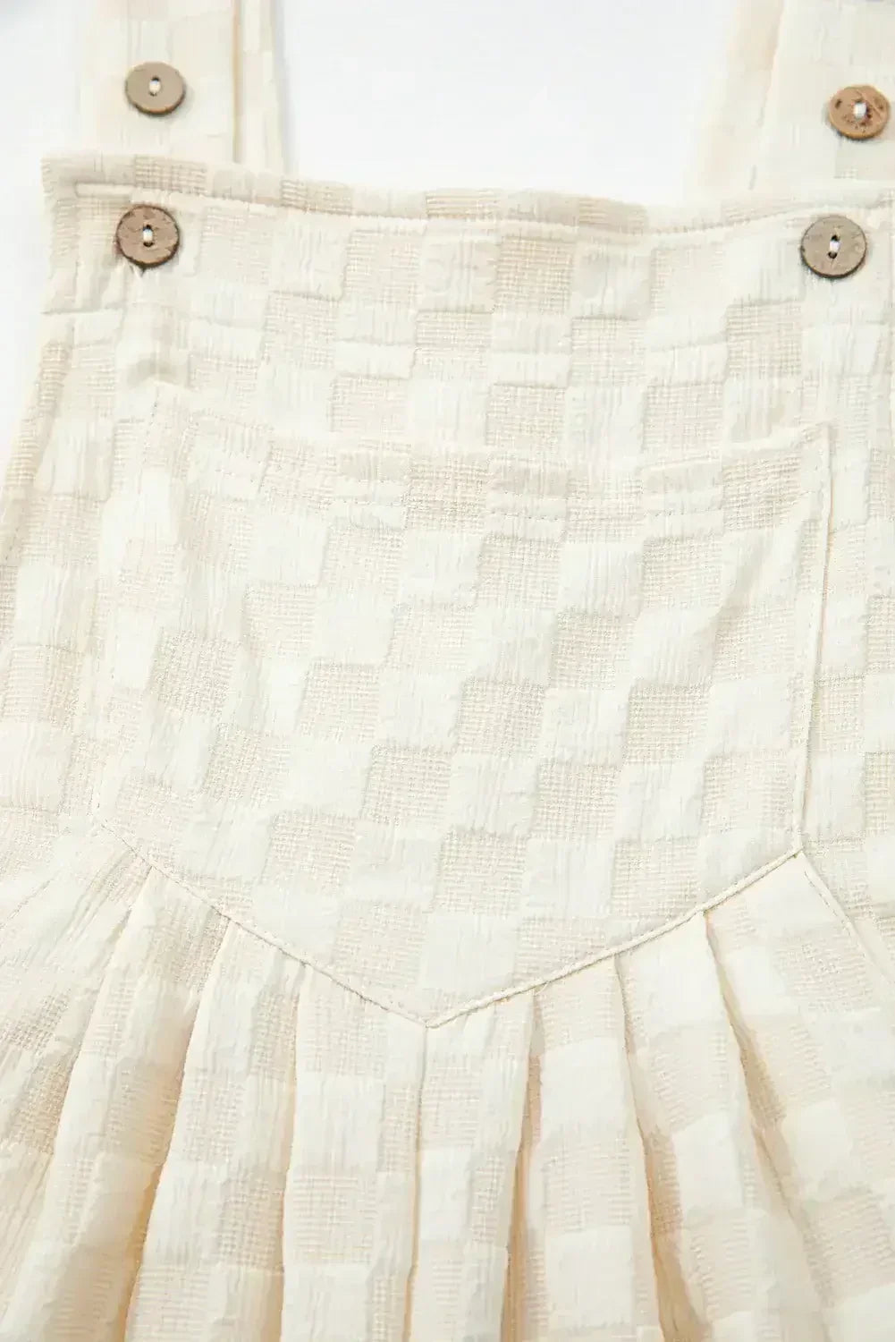 Beige Checkered Pocket High Waist Wide Leg Overall - Femstylo