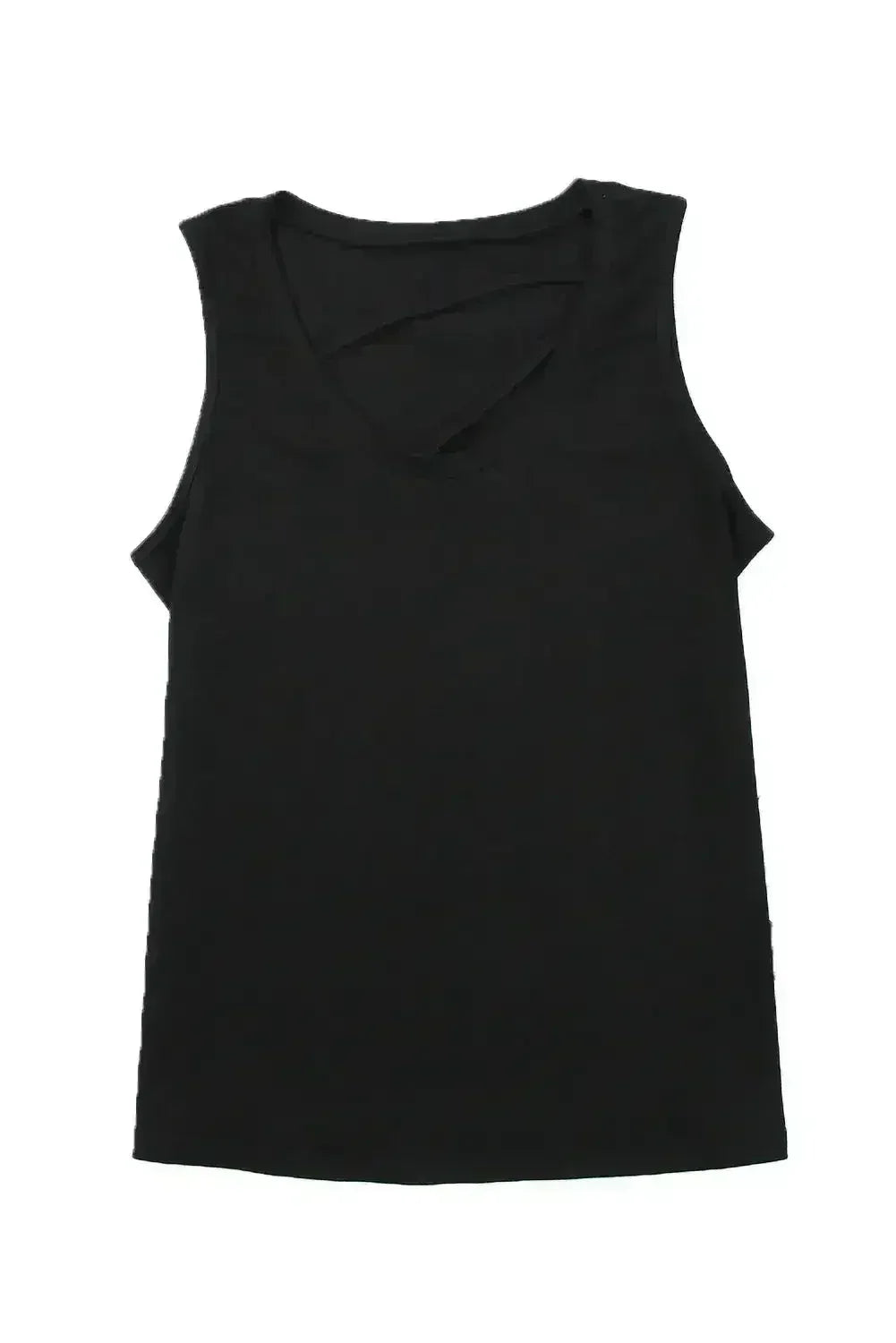 Black Strappy Hollow-out Neck Tank Top - Femstylo