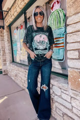 Real Teal High Rise Ripped Bell Bottom Jeans - Femstylo