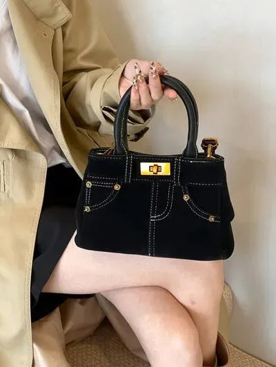 Suede Adjustable Strap Double-Use Handbag - Femstylo