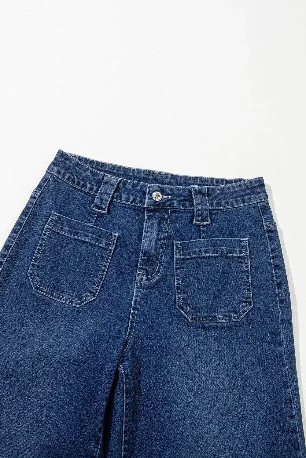 Sail Blue Wide Leg Pocketed High Waist Jeans - Femstylo