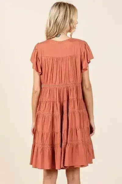 Mittoshop Lace Detail Ruffled Button Down Tiered Dress - Femstylo
