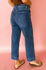 Ashleigh Blue Cropped High Rise Wide Leg Jeans - Femstylo