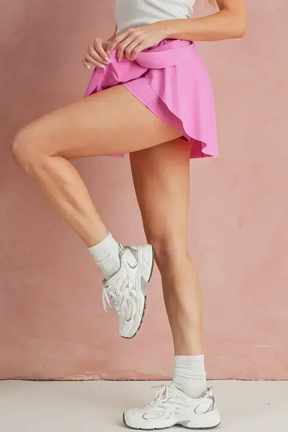 Light Green Drawstring High Waist Lined Tennis Skort - Femstylo