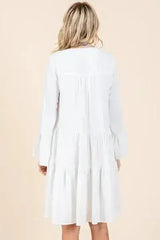 Mittoshop Tiered Notched Flare Sleeve Dress - Femstylo