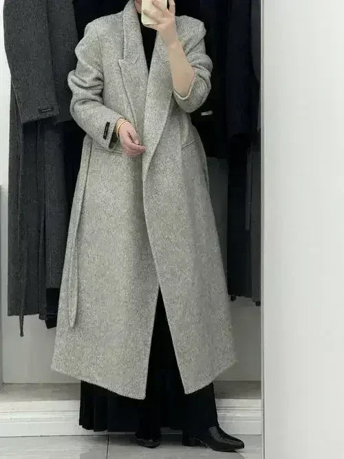Angora Red Women's Loose Double-Sided Wool Overcoat – Elegant & Cozy - Femstylo
